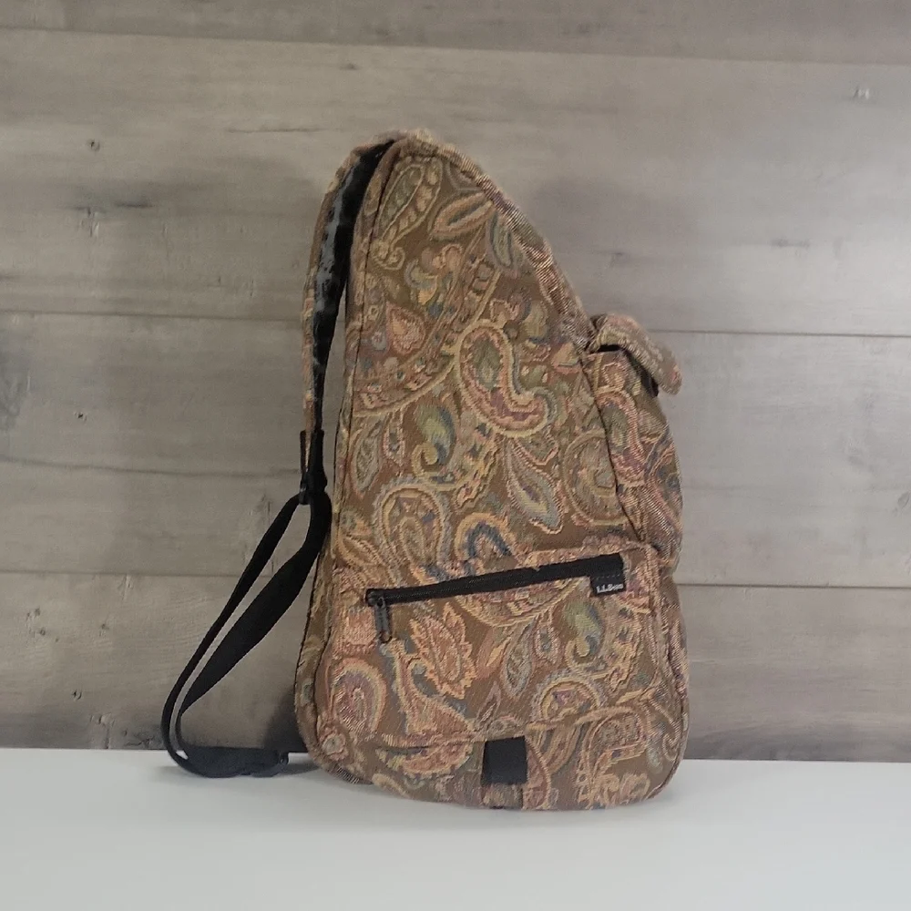 Vintage L.L. Bean Paisley Print Tapestry Sling Backpack Bag